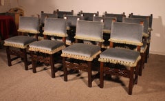Set Of 12 Spanish Beechwood Chairs