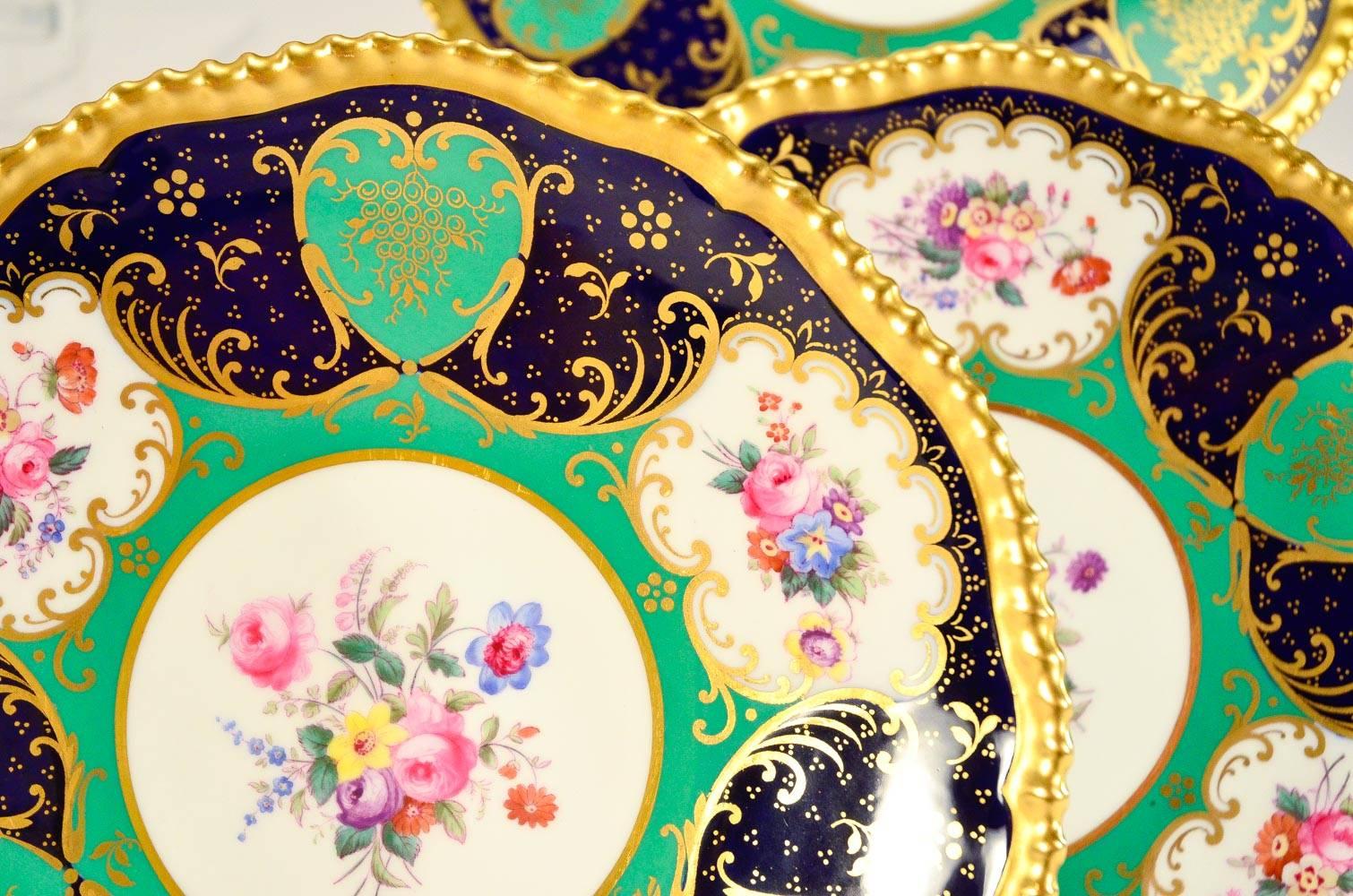 English Set of 12 Spode Copelands Dessert Plates, Bailey, Banks and Biddle, circa 1907