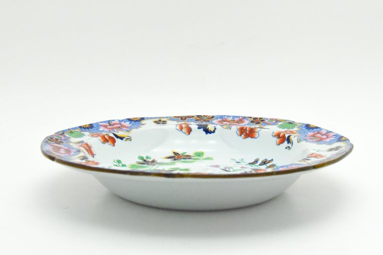 Mid-19th Century Set of 12 Spode Newstone Aesthetic Movement Japanese Garden Soup Bowls Ca. 1840 For Sale