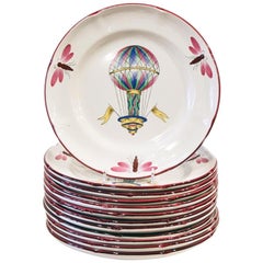 Set of 12 St. Clement Balloon Dessert Plates, circa 1930s