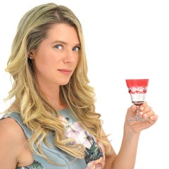 Set of 12 St. Louis Cranberry Hock Glasses