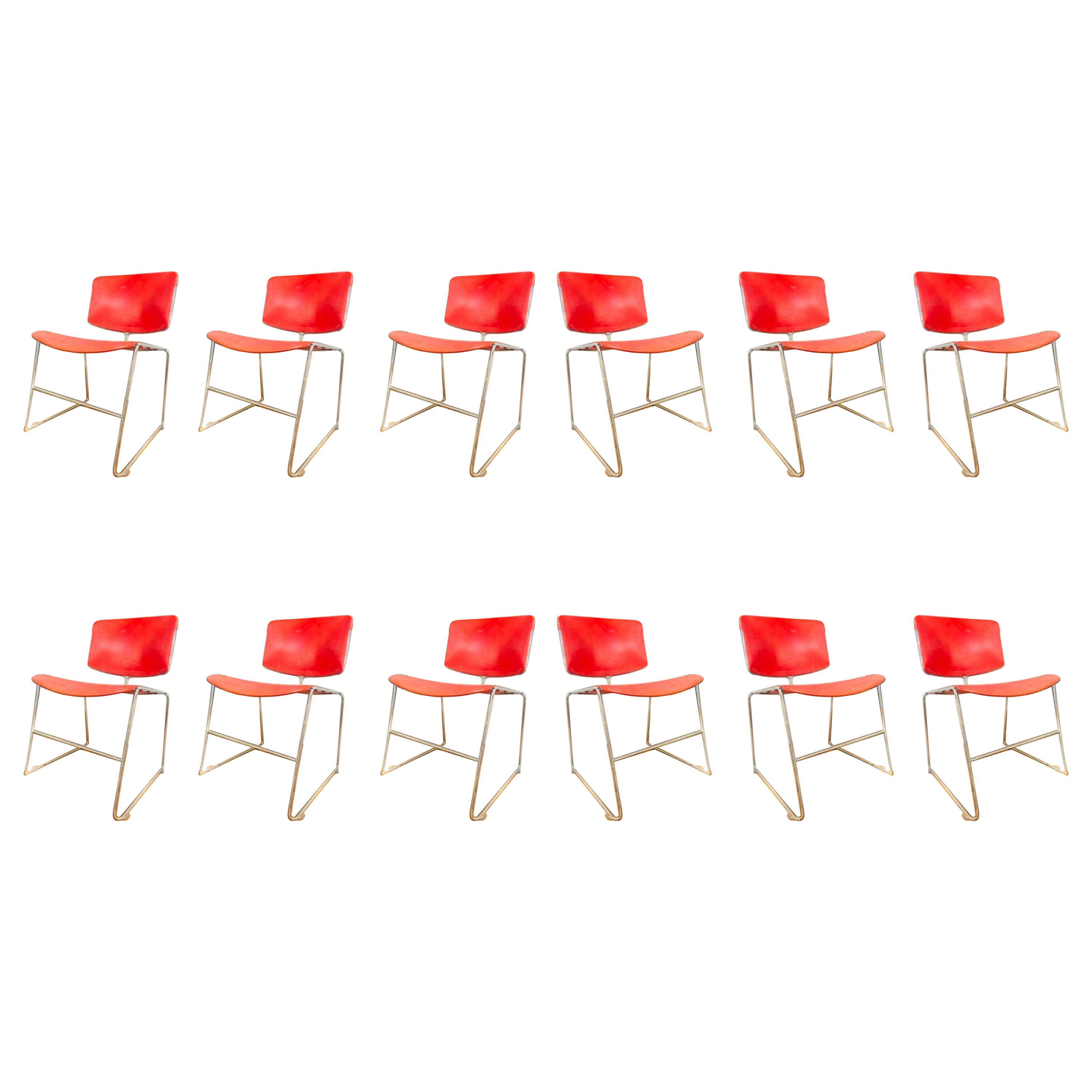 Set of 12 Stackable Chairs by Max Stacker for Steelcase, 1970s For Sale