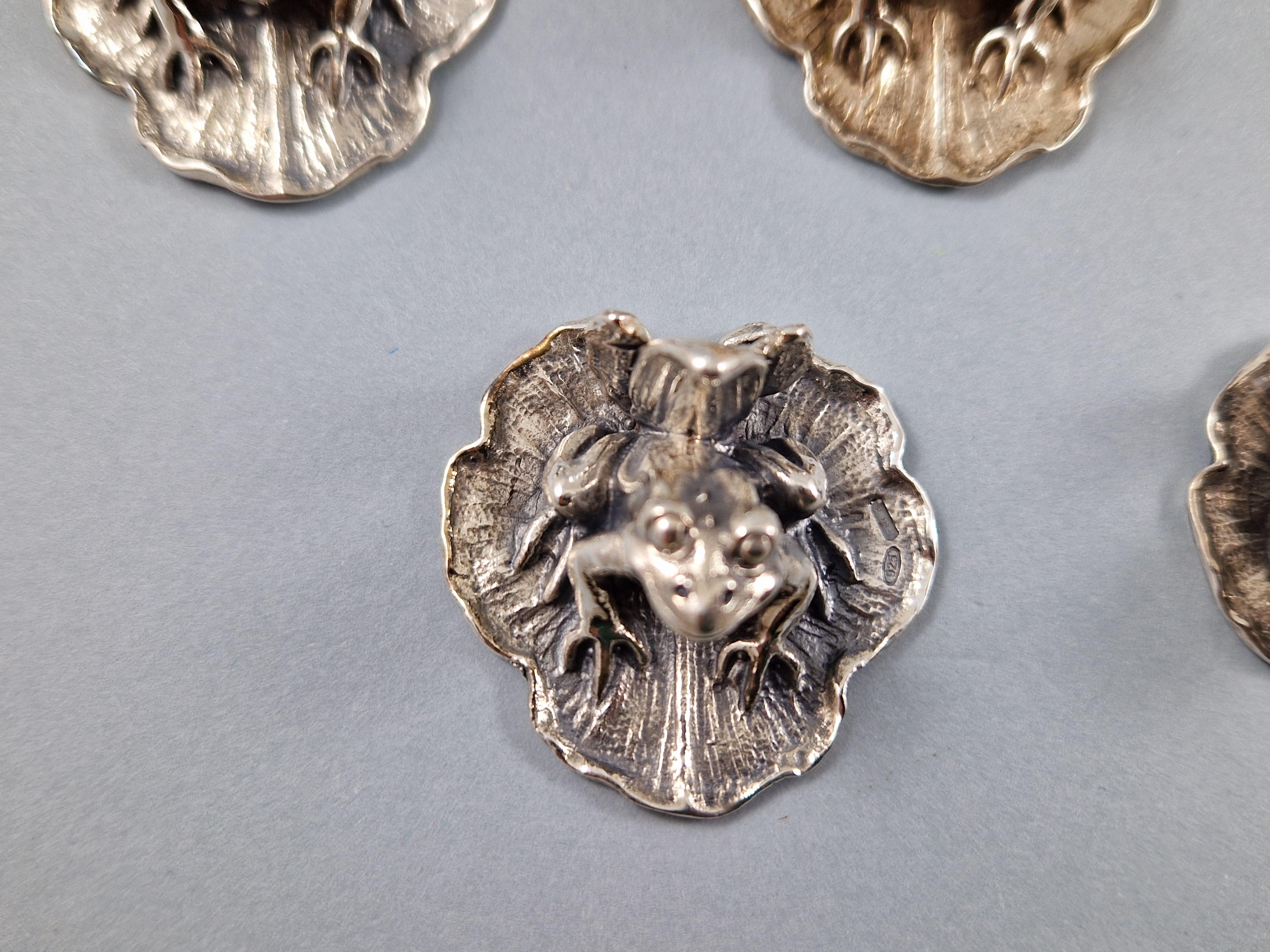 Set of 12 Sterling Silver Frog Place Card Holders 2
