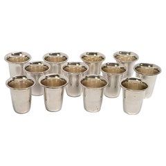 Set of 12 Sterling Silver Kiddush/Shot Cups