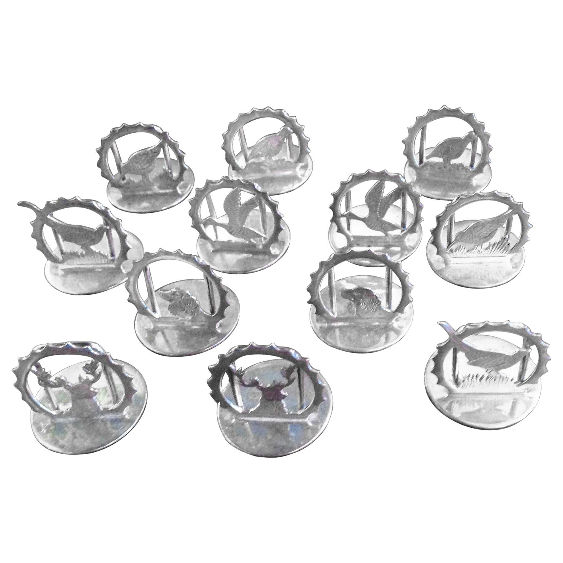 Set of 12 Sterling Silver Place Card Holders