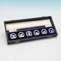 Set of 12 sterling silver place card holders made by Asprey in 1987