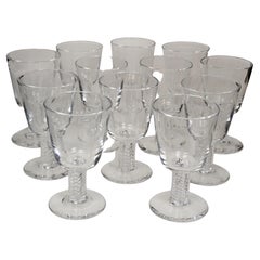 Ensemble de 12 verres à cordial Steuben Air Twist conçus par George Thompson, boîte d'origine  