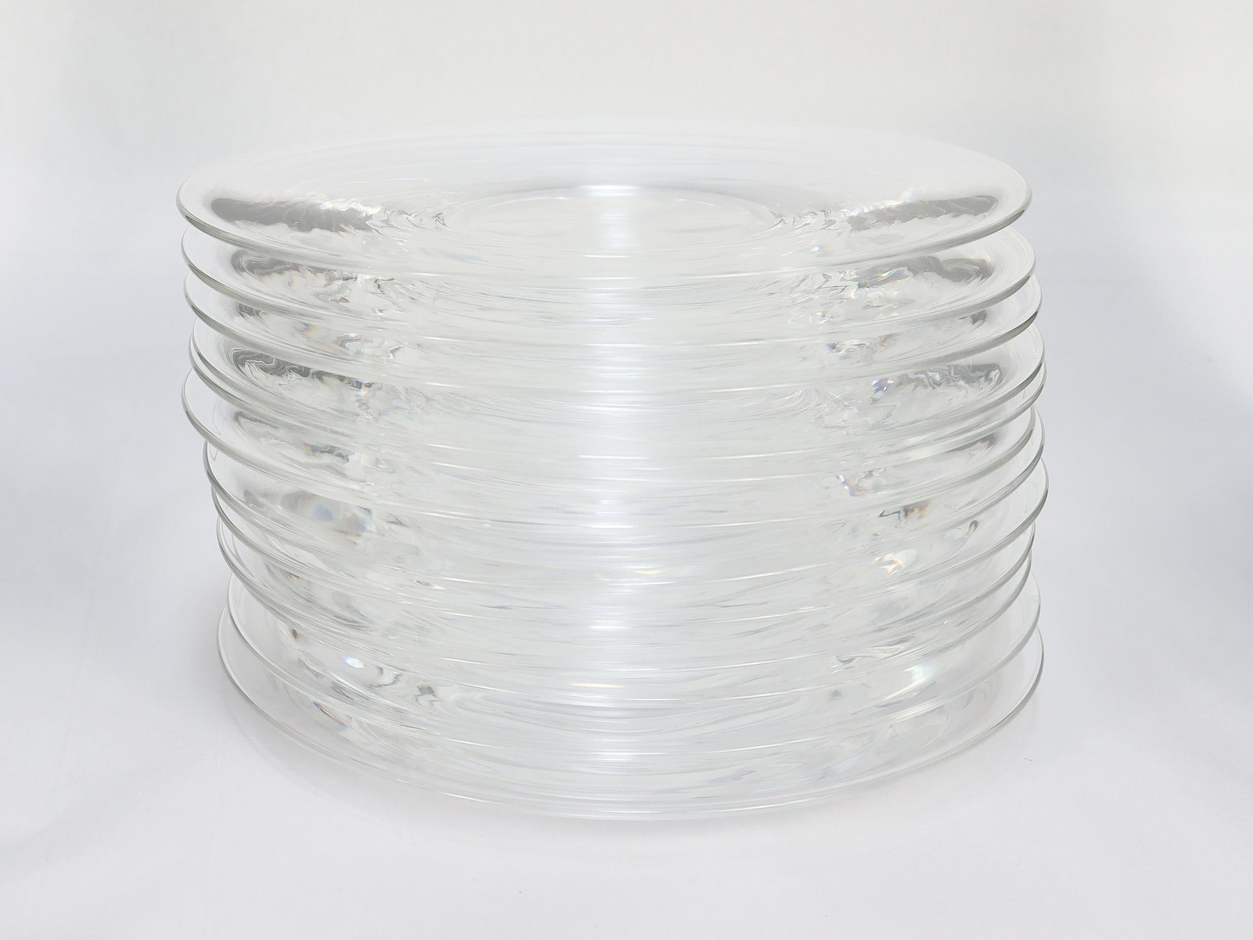 Set of 12 Steuben Glass 7-Inch Plates No. 7644 with Original Box For Sale 2