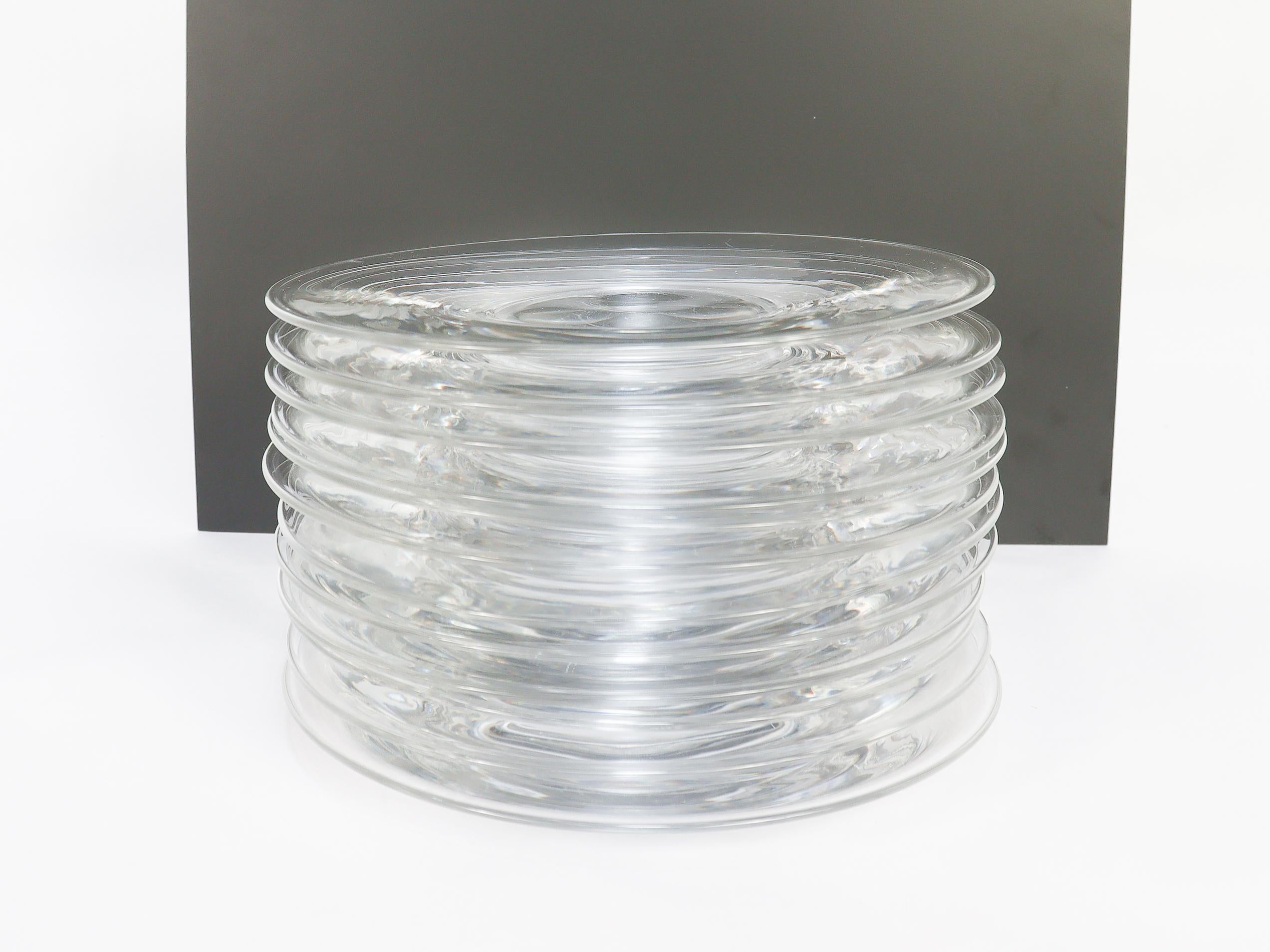 Set of 12 Steuben Glass 7-Inch Plates No. 7644 with Original Box For Sale 3