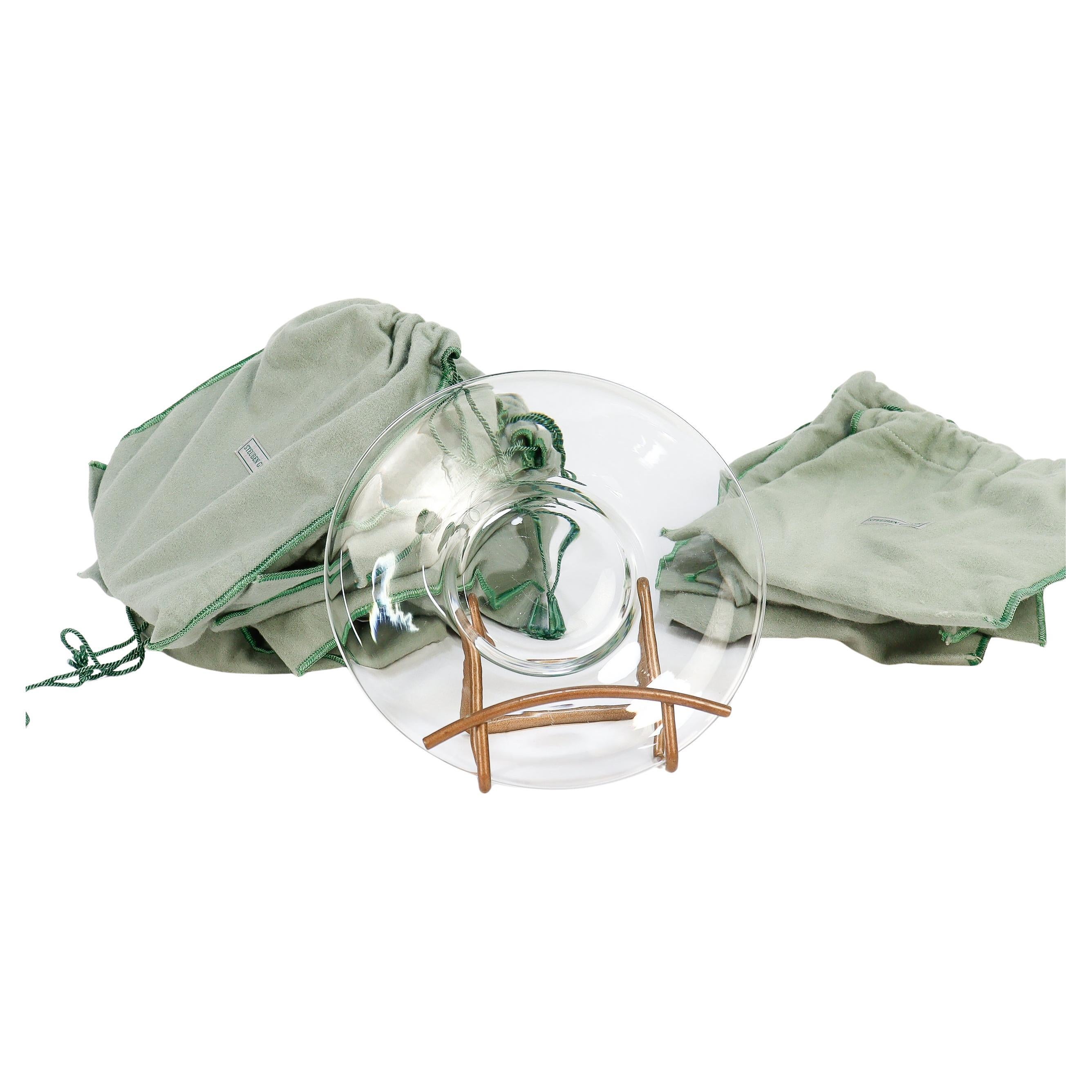 Set of 12 Steuben Glass 7-Inch Plates No. 7644 with Original Box For Sale