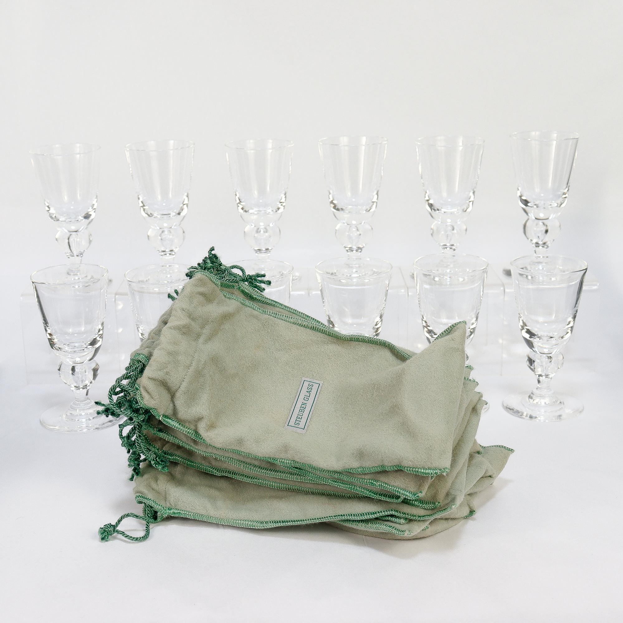 Set of 12 Steuben Glass Cordials No. 7877 with Original Box For Sale 5