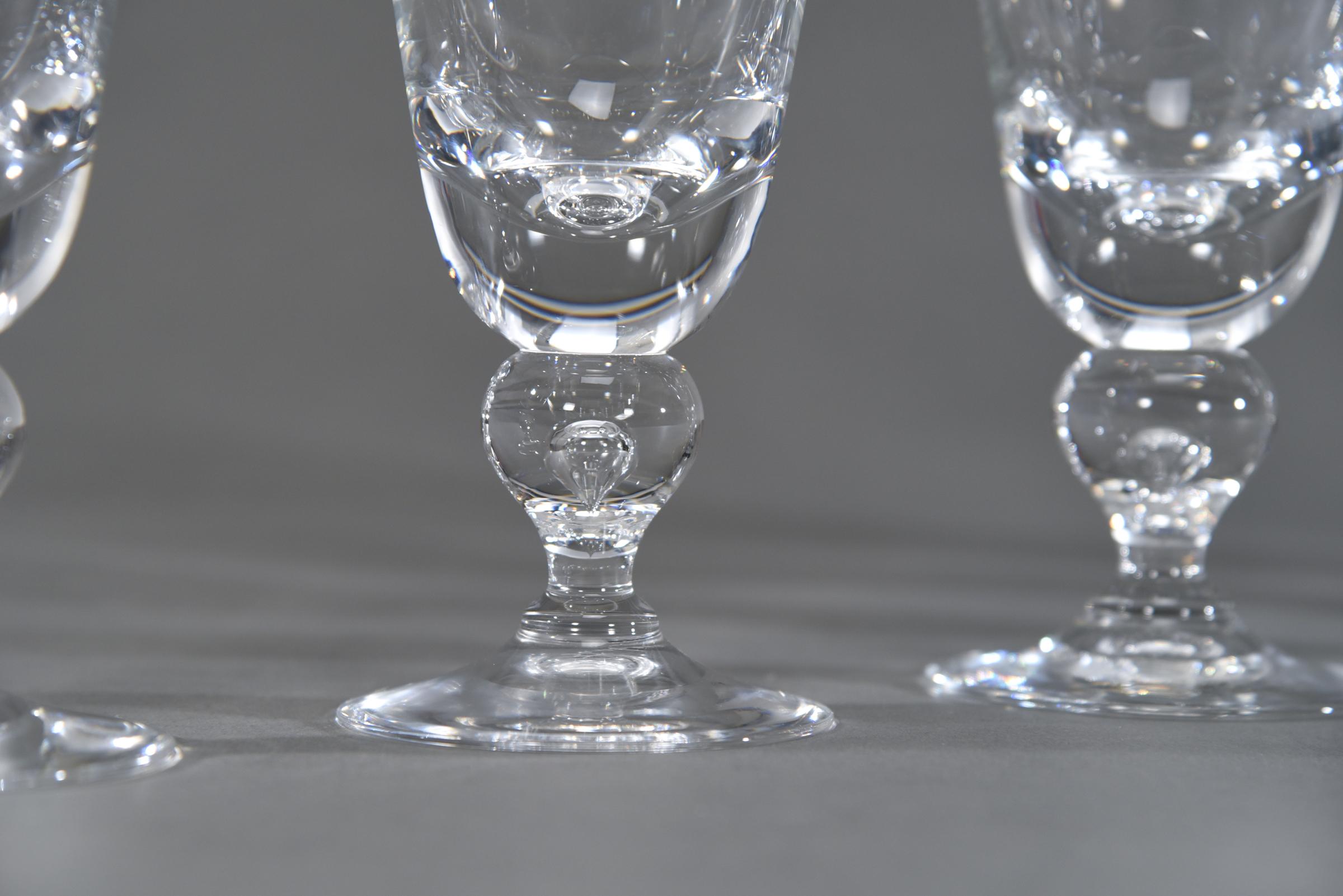 Mid-Century Modern Set of 12 Steuben Hand Blown Crystal Baluster Water Goblets #7877, circa 1940s For Sale