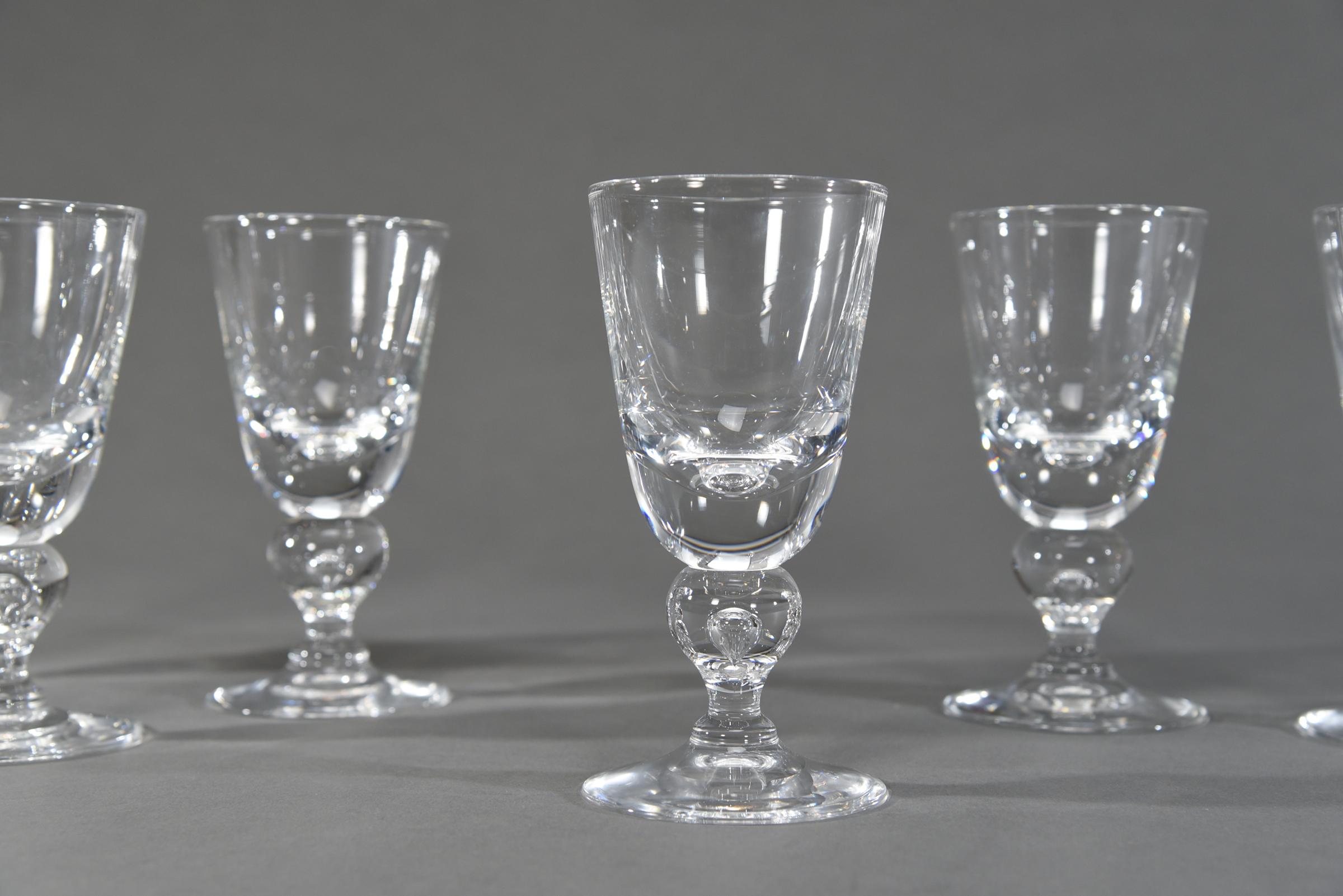 American Set of 12 Steuben Hand Blown Crystal Baluster Water Goblets #7877, circa 1940s For Sale