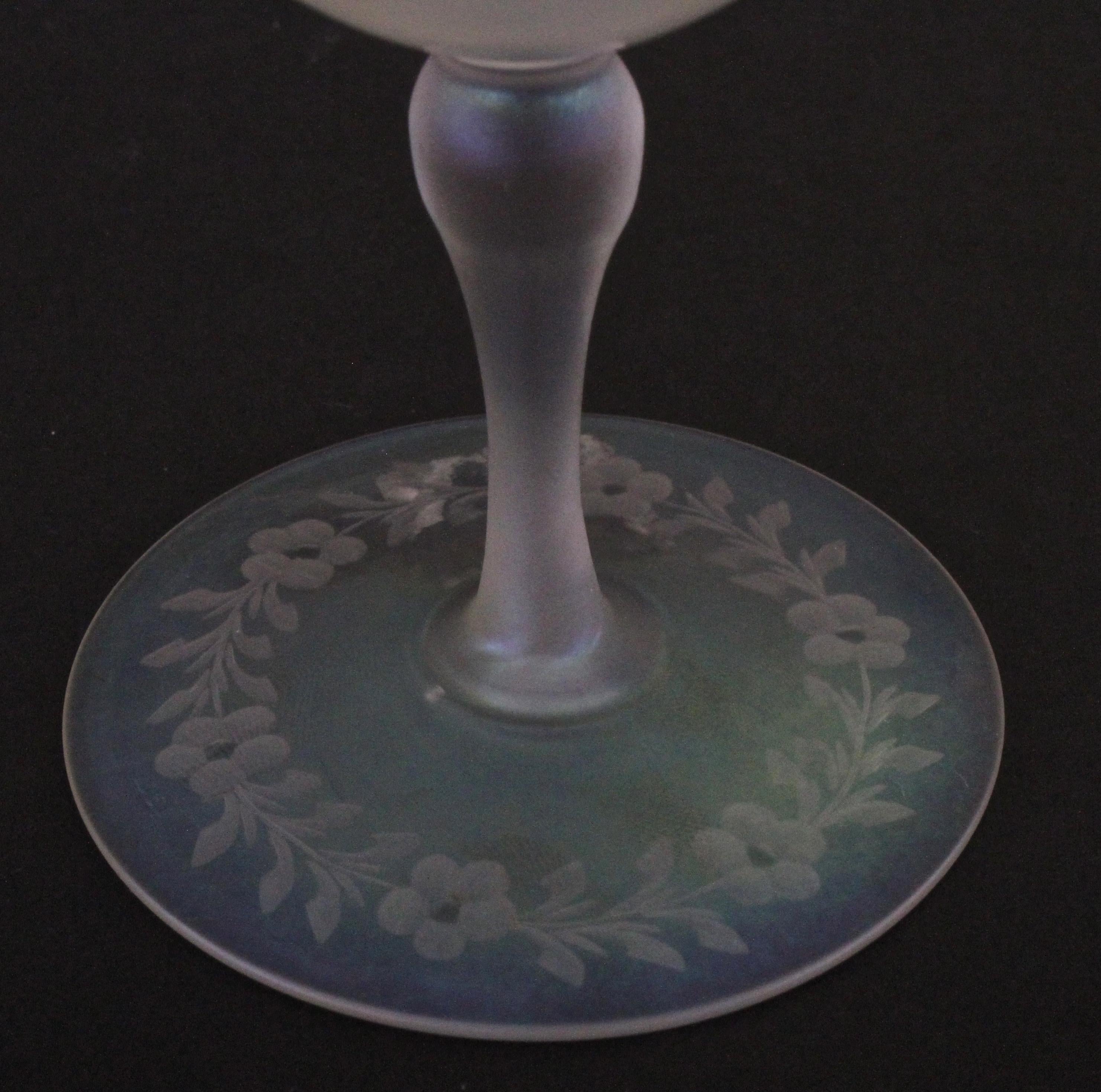 Blown Glass Set of 12 Steuben Verre de Soie Water Goblets with Pitcher For Sale