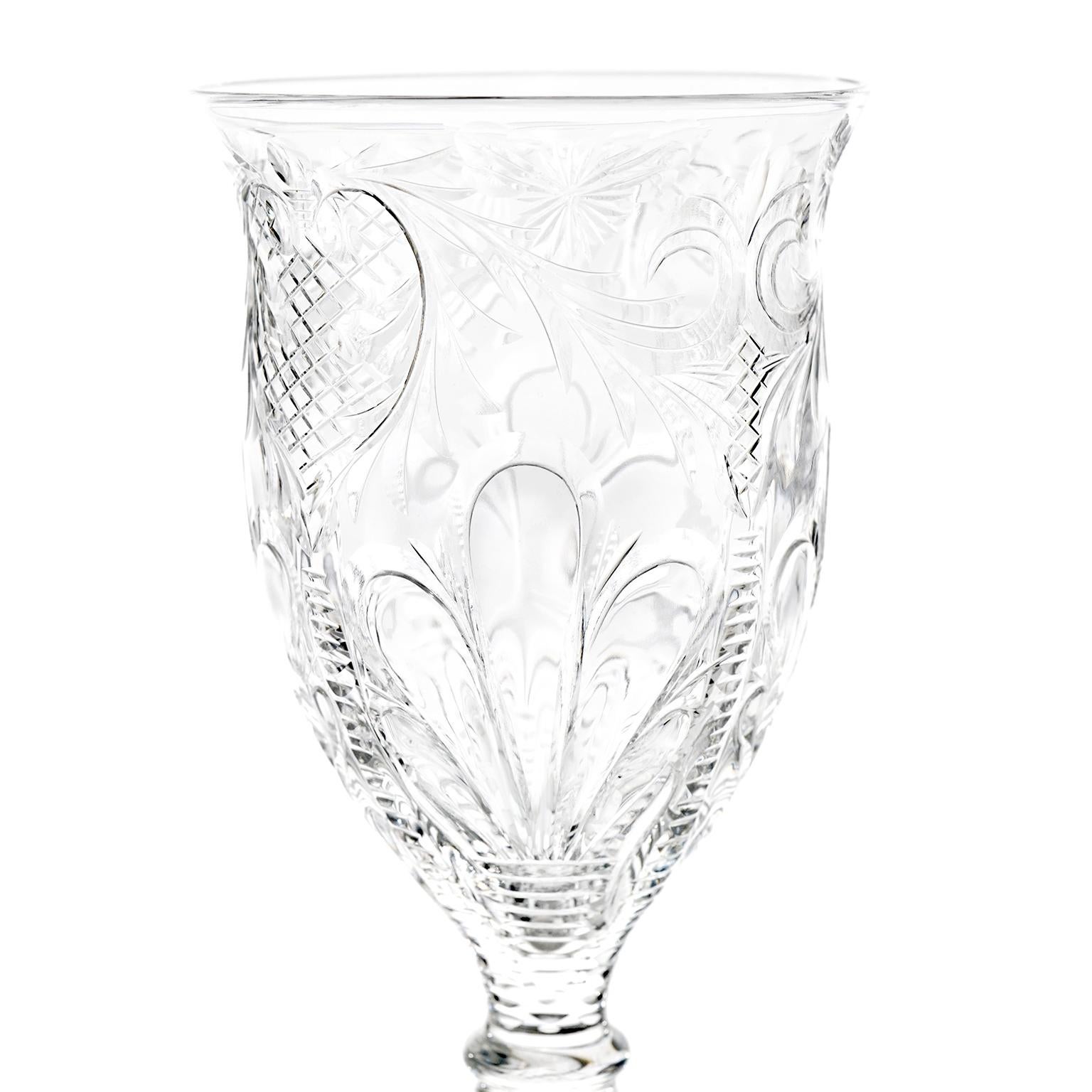 Cut Glass Set of 12 Stevens & Williams Water Goblets For Sale