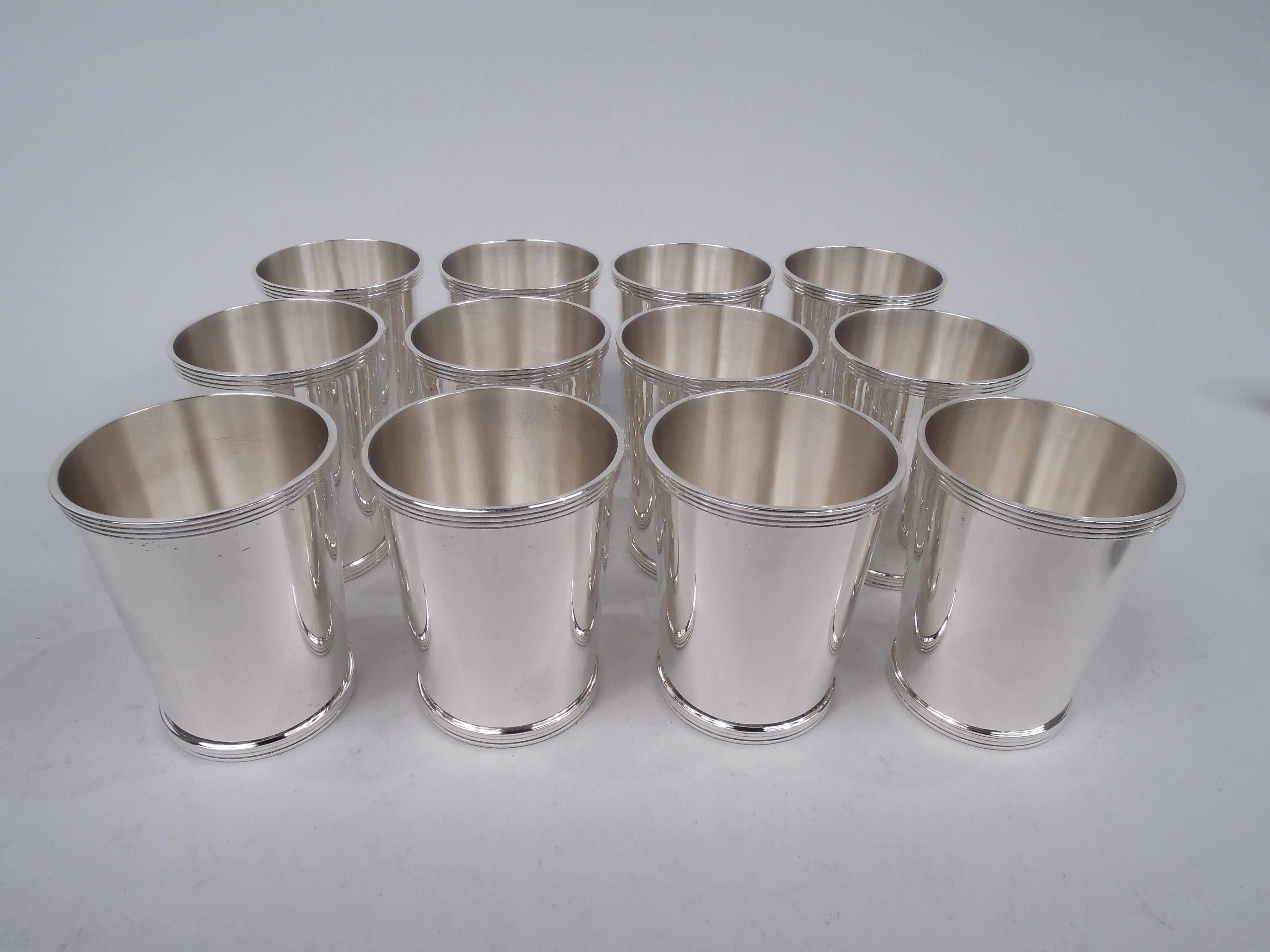 Set of 12 Stieff WartimeEra Sterling Silver Mint Julep Cups, 1941 For Sale at 1stDibs