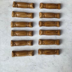Set of 12 Straw Bundle Majolica Knife Rests Vallauris, circa 1950