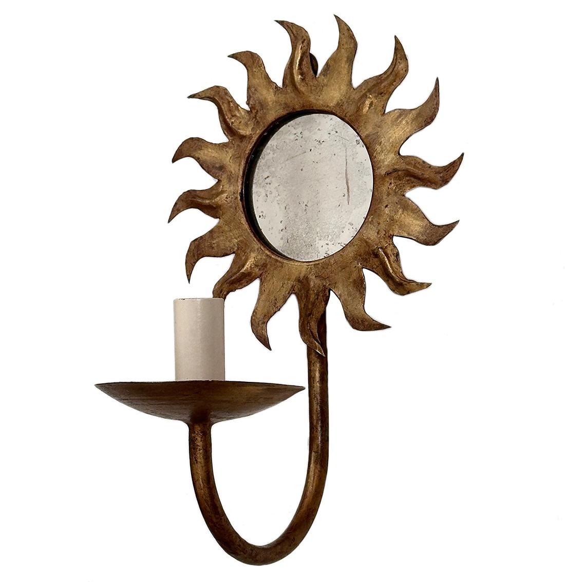 Dorato Set di 12 lampade dorate Sunburst, vendute a coppie in vendita