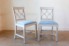 6 Swedish 1900s Painted Dining Room Chairs with Sinuous Pierced Motifs