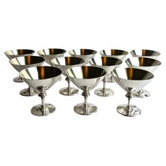 Set of 12 Swedish Art Deco Silvered Cocktail Goblets by GAB, 1930s–1940s