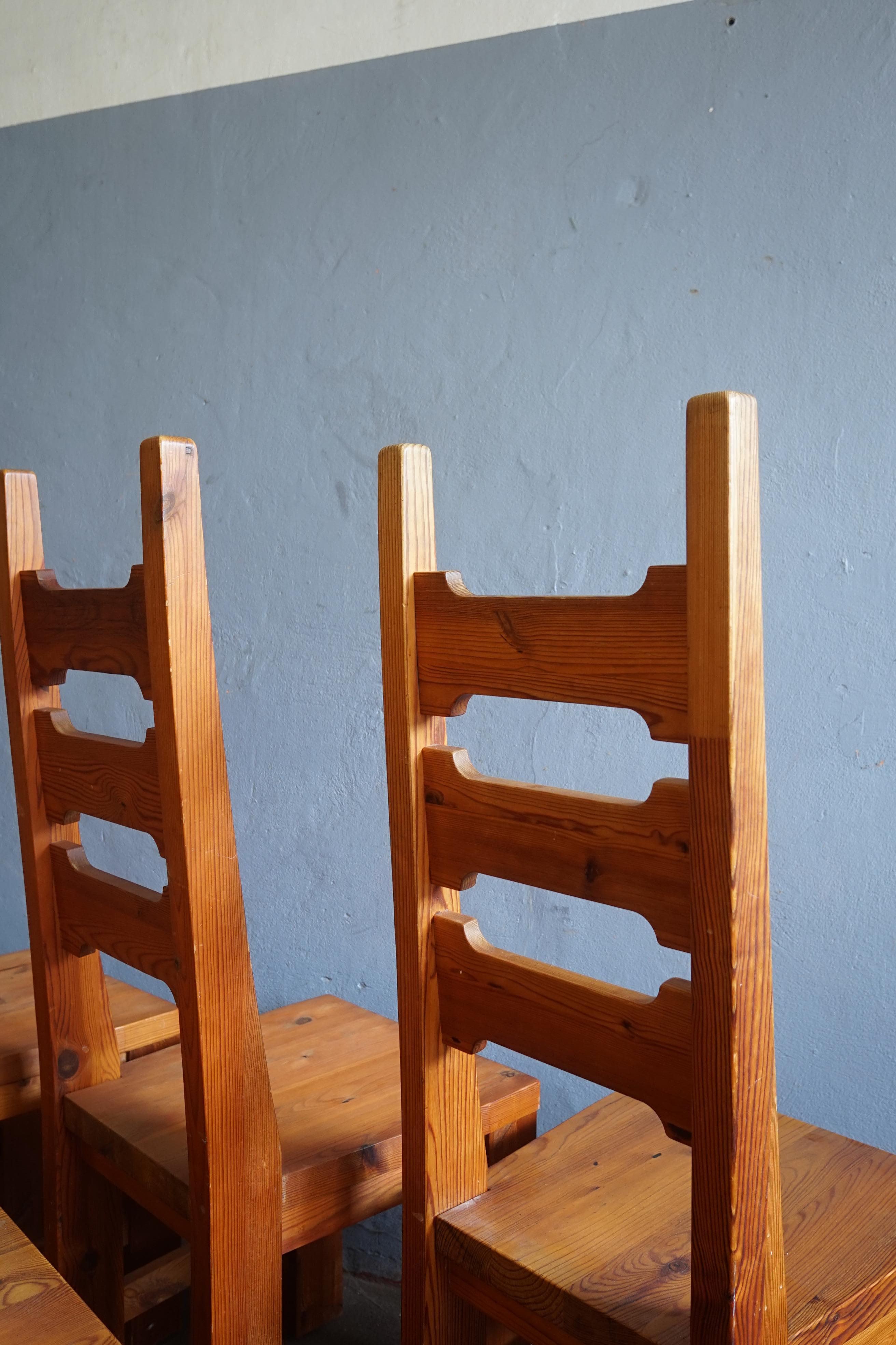 Pine Set of 12 Swedish ladder back chairs in pine