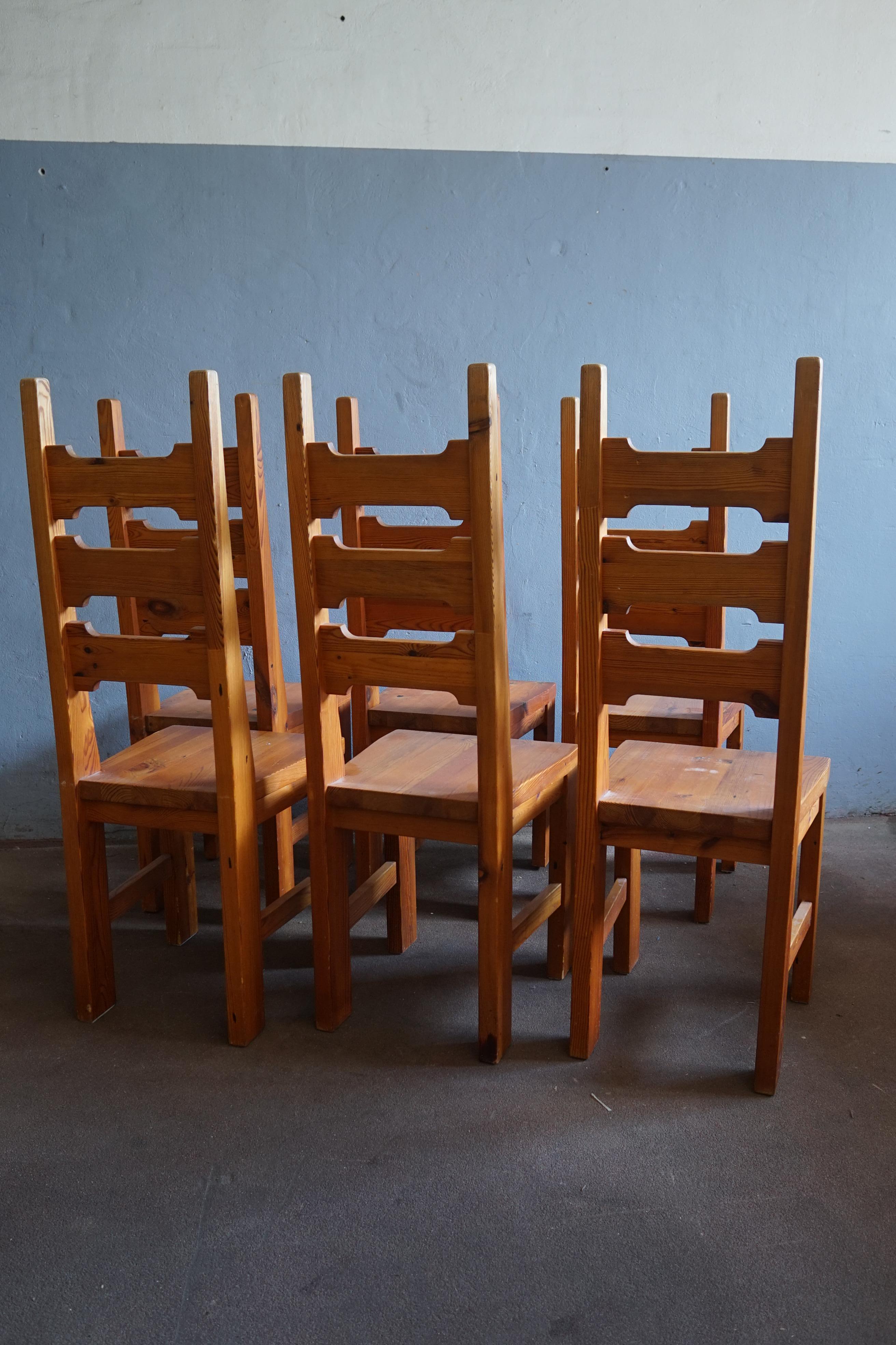 Set of 12 Swedish ladder back chairs in pine 2