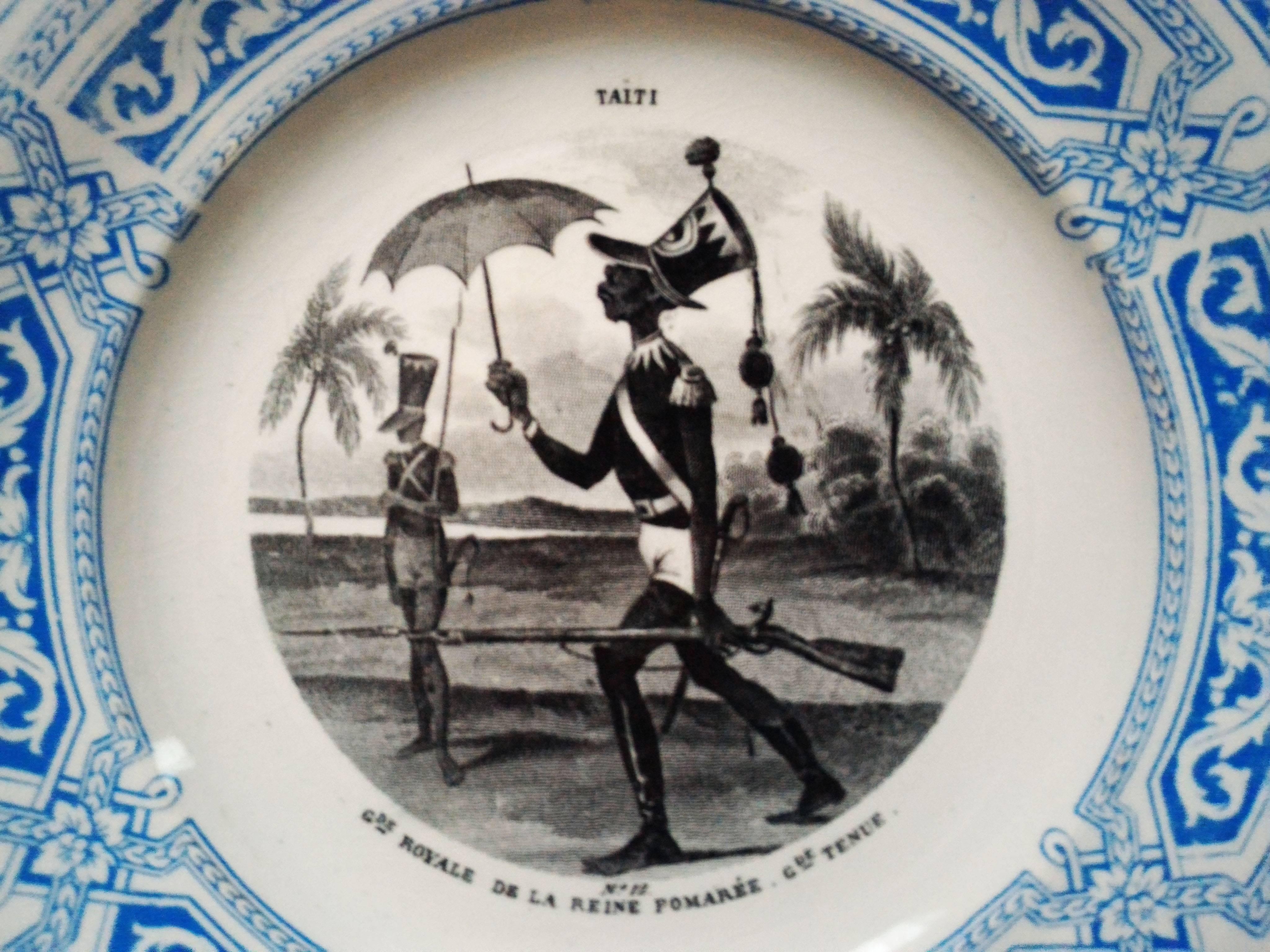 Ceramic Set of 12 Talking Plates, French Military Signed by Creil Montereau 19th Century For Sale