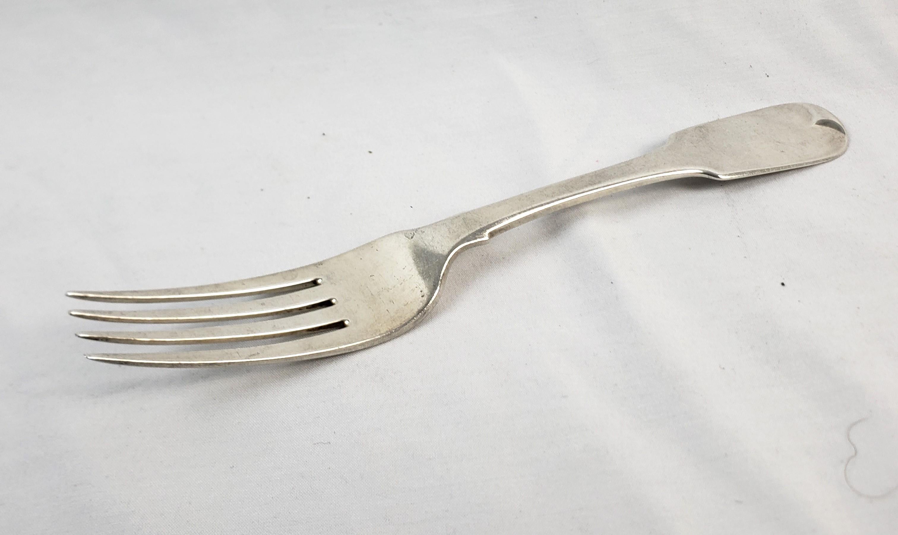 Set of 12 Thomas Nortzen Antique Large Georgian Sterling Silver Dinner Forks For Sale 1