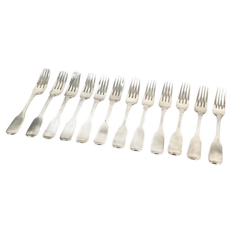 Set of 12 Thomas Nortzen Antique Large Georgian Sterling Silver