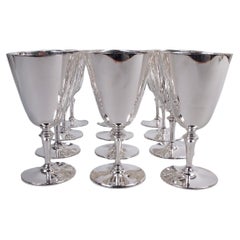 Set of 12 Tiffany American Modern Sterling Silver Goblets