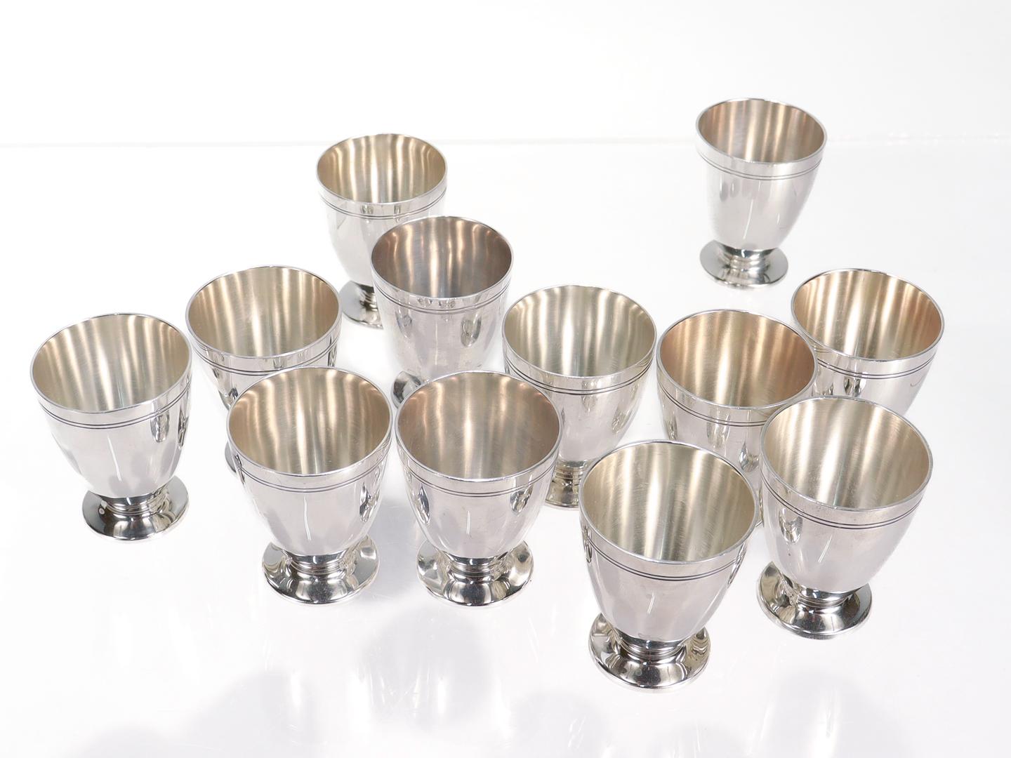 Set of 12 Tiffany & Co Art Deco Sterling Silver Art Deco Shot Cups or Cordials In Good Condition For Sale In Philadelphia, PA