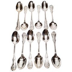 Set of 12 Tiffany & Co Saratoga/Cook/Kings Pattern Teaspoons