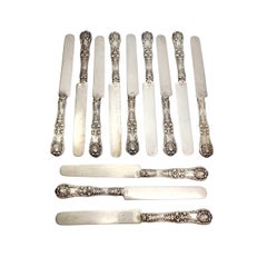Set of 12 Tiffany & Co Sterling Silver English King Blade Dessert Knives