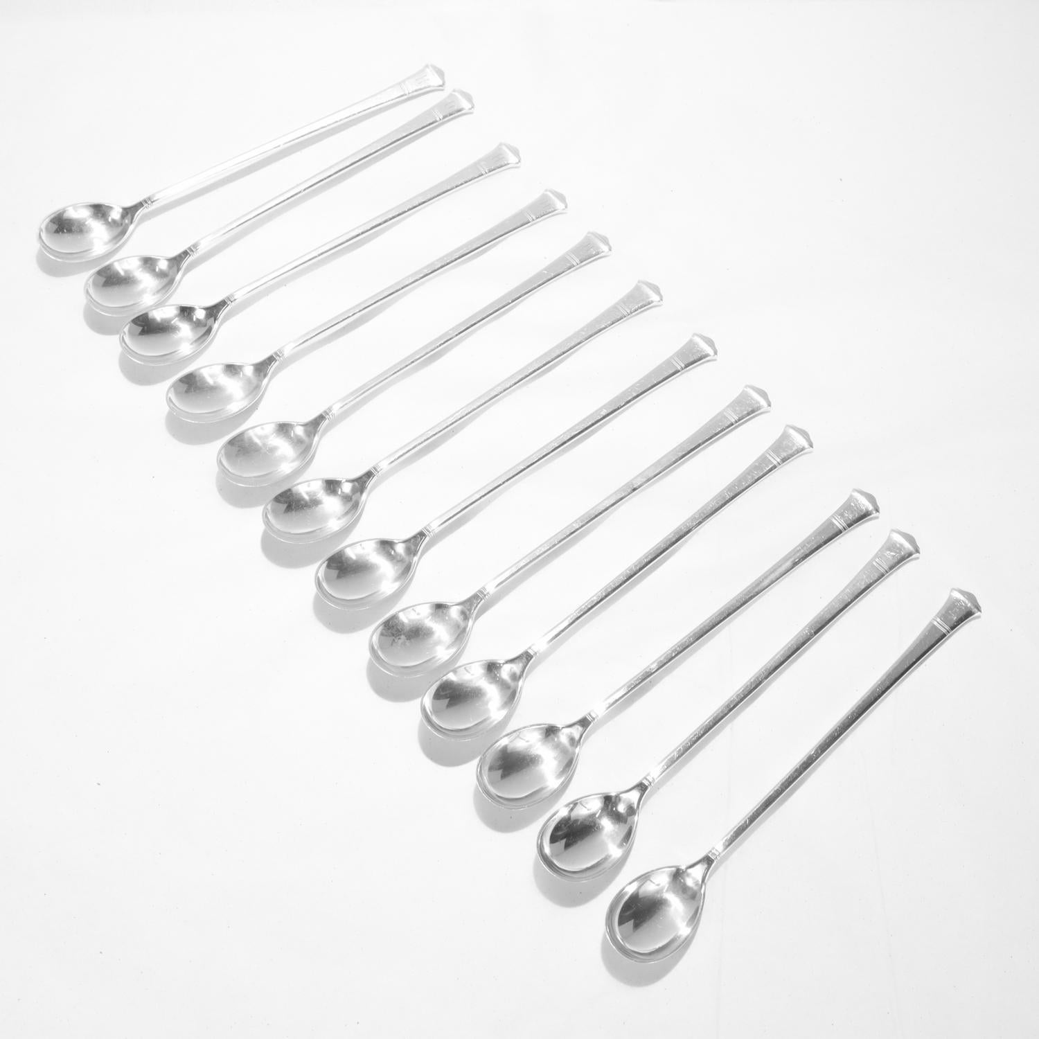 Set de 12 piezas Tiffany & Co. Cucharas de té helado Windham Pattern Plata de Ley Desconocido en venta