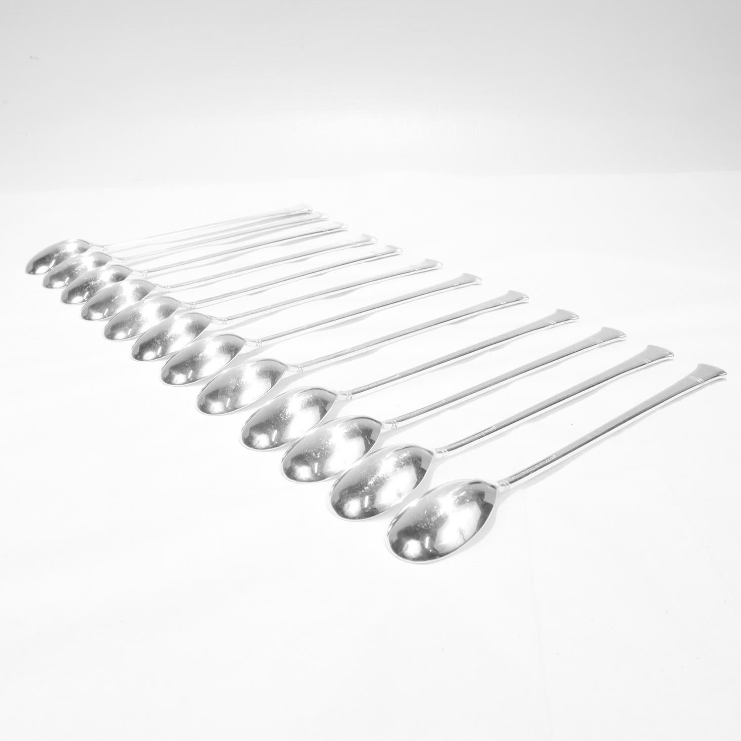 Set de 12 piezas Tiffany & Co. Cucharas de té helado Windham Pattern Plata de Ley Plata esterlina en venta