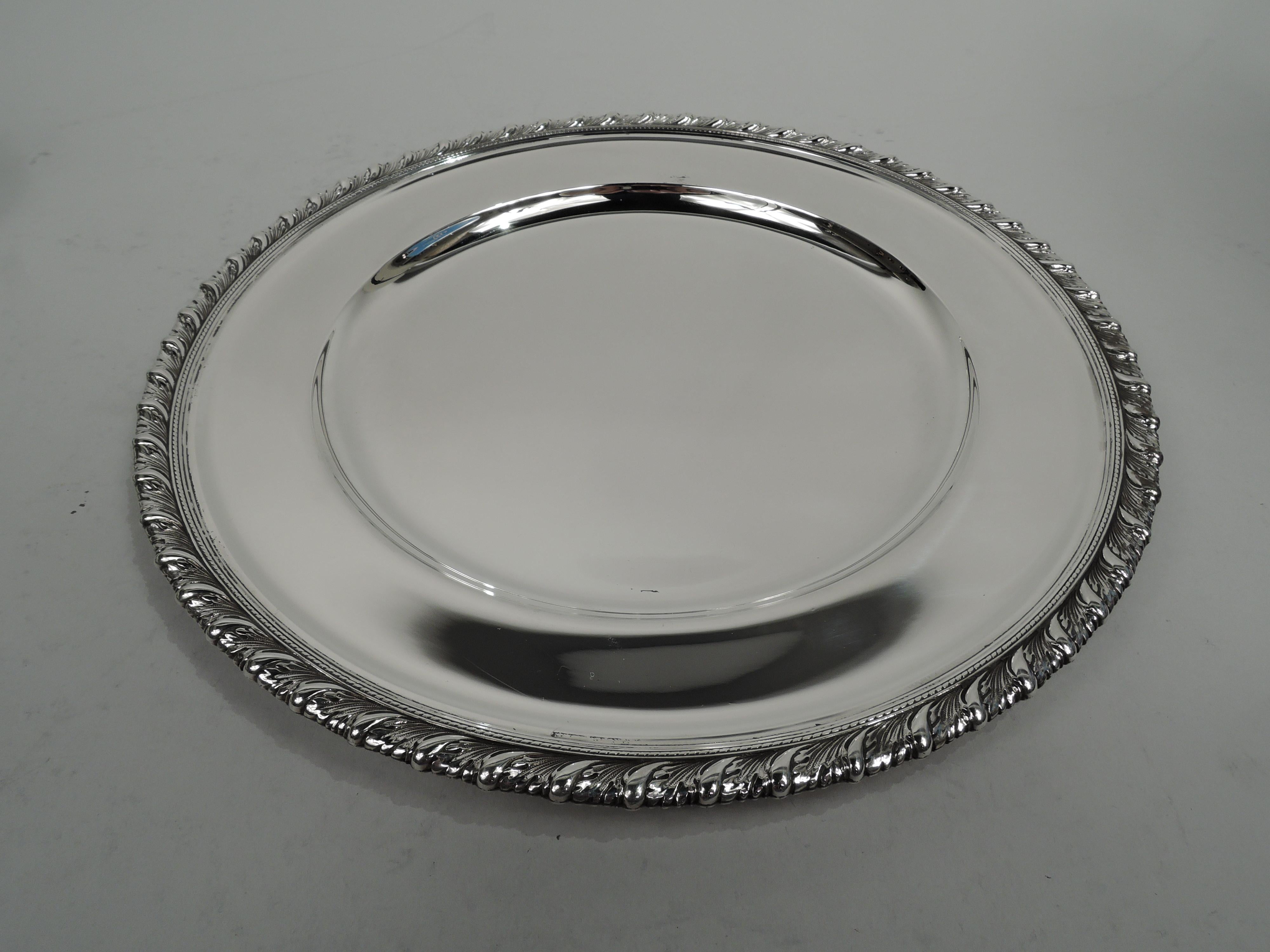 American Set of 12 Tiffany Edwardian Georgian Sterling Silver Dinner Plates