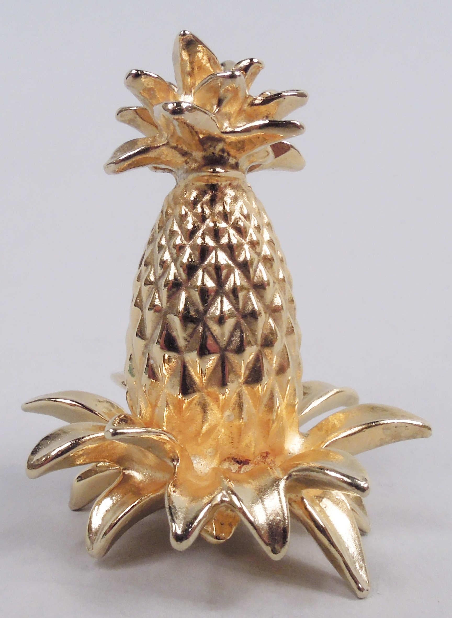 Modern Set of 12 Tiffany Gilt Sterling Silver Pineapple Place Card Holders