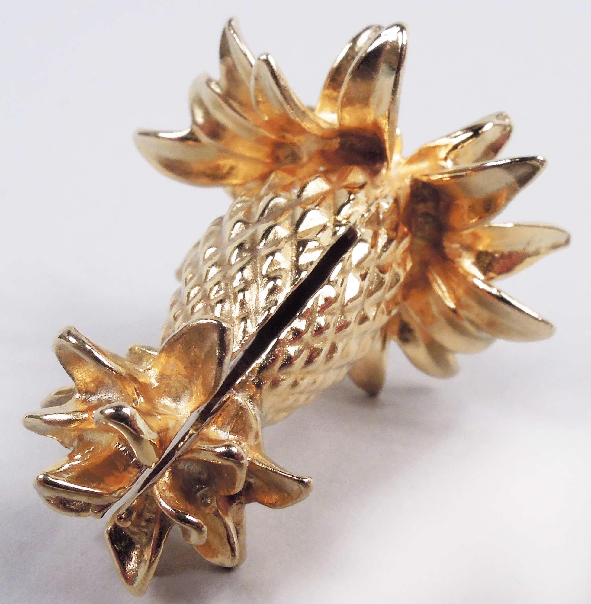 20th Century Set of 12 Tiffany Gilt Sterling Silver Pineapple Place Card Holders