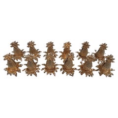 Set of 12 Tiffany Gilt Sterling Silver Pineapple Place Card Holders