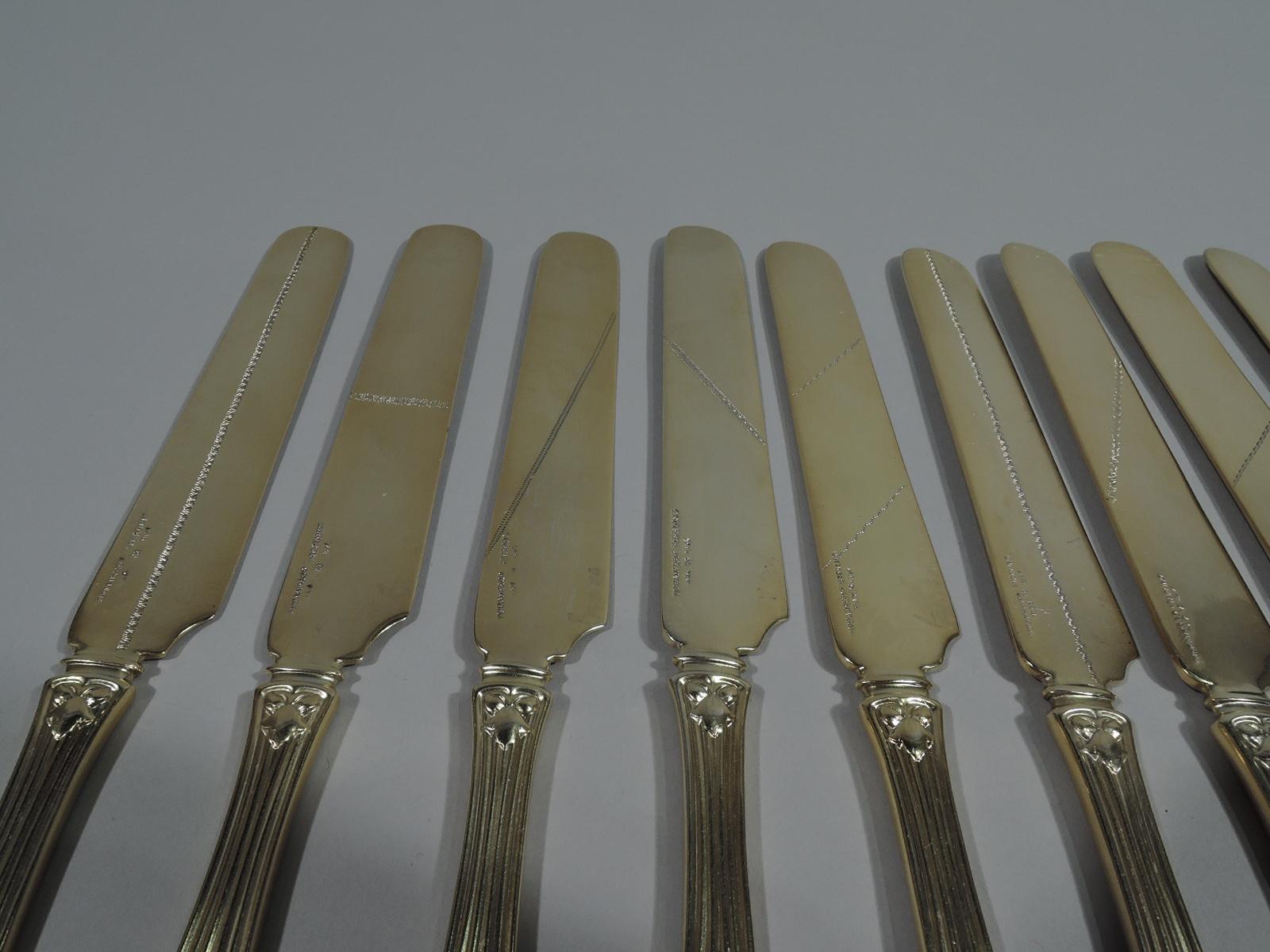 Set of 12 Tiffany Japanese Pristine Parcel Gilt Knives In Excellent Condition In New York, NY