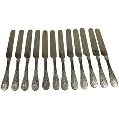 Set of 12 Tiffany Japanese Pristine Parcel Gilt Knives