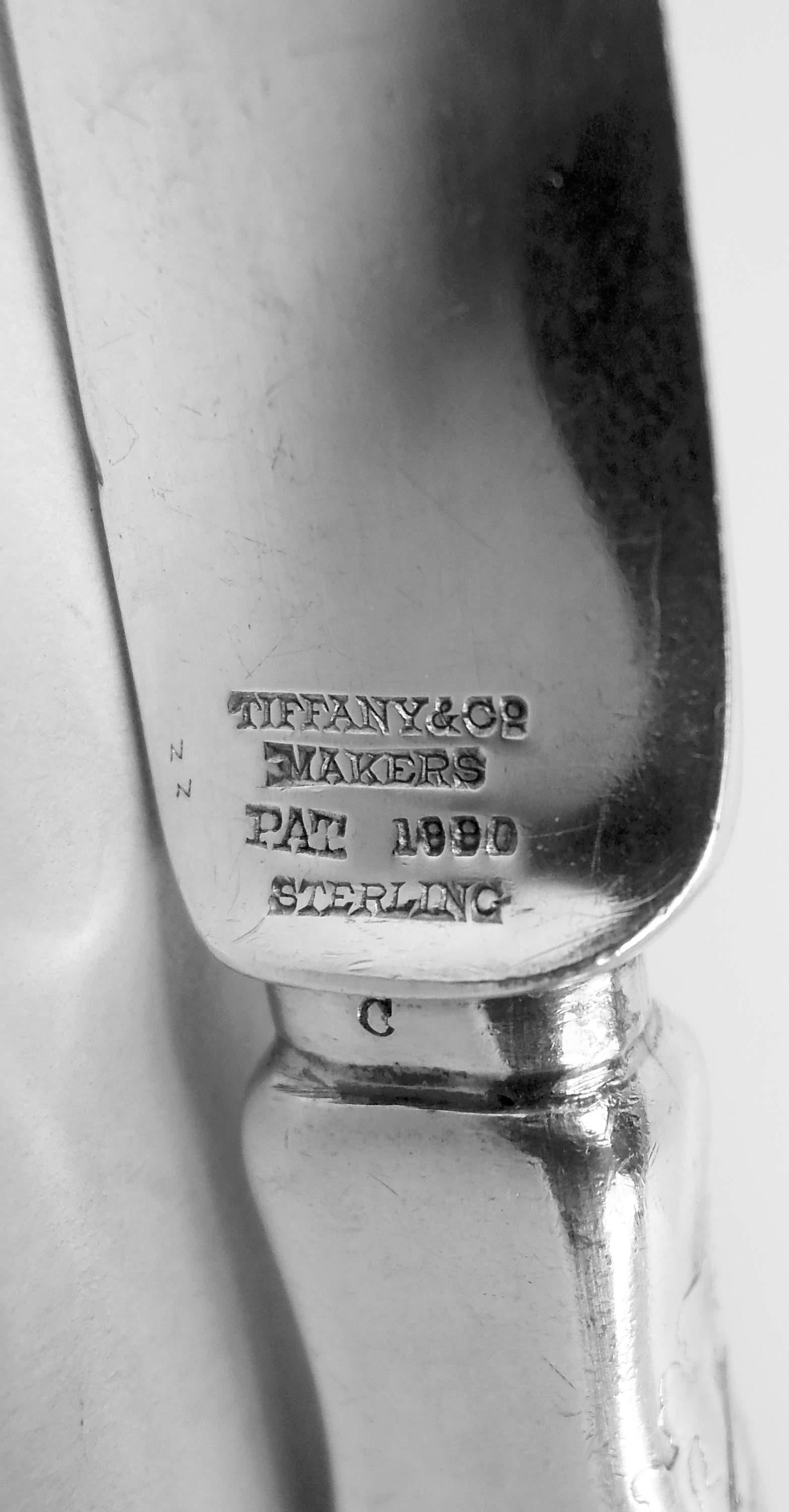 Juego de 12 cuchillos de postre Tiffany Lap Over Edge de plata de ley en venta 3