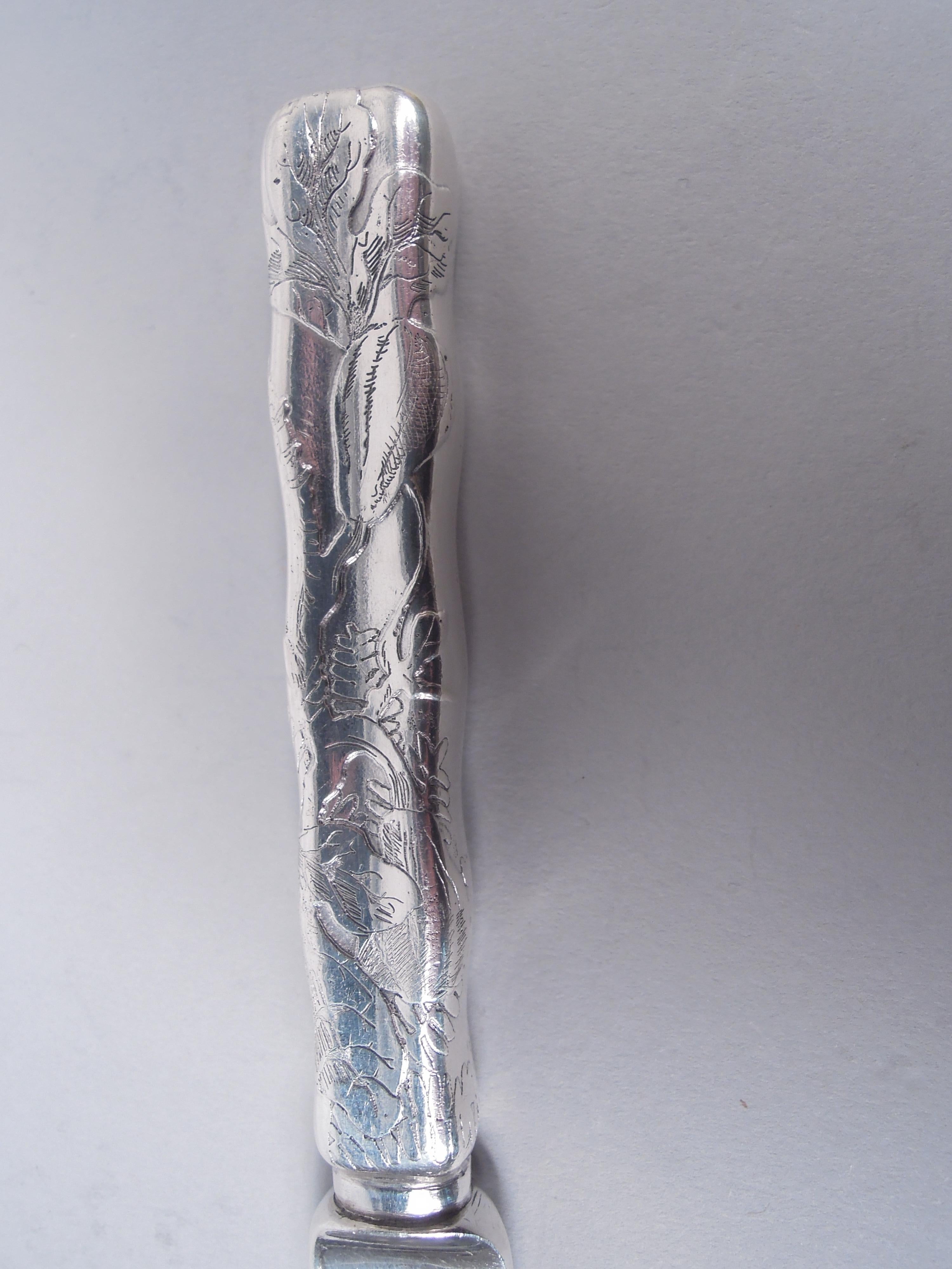 Juego de 12 cuchillos de postre Tiffany Lap Over Edge de plata de ley siglo XIX en venta