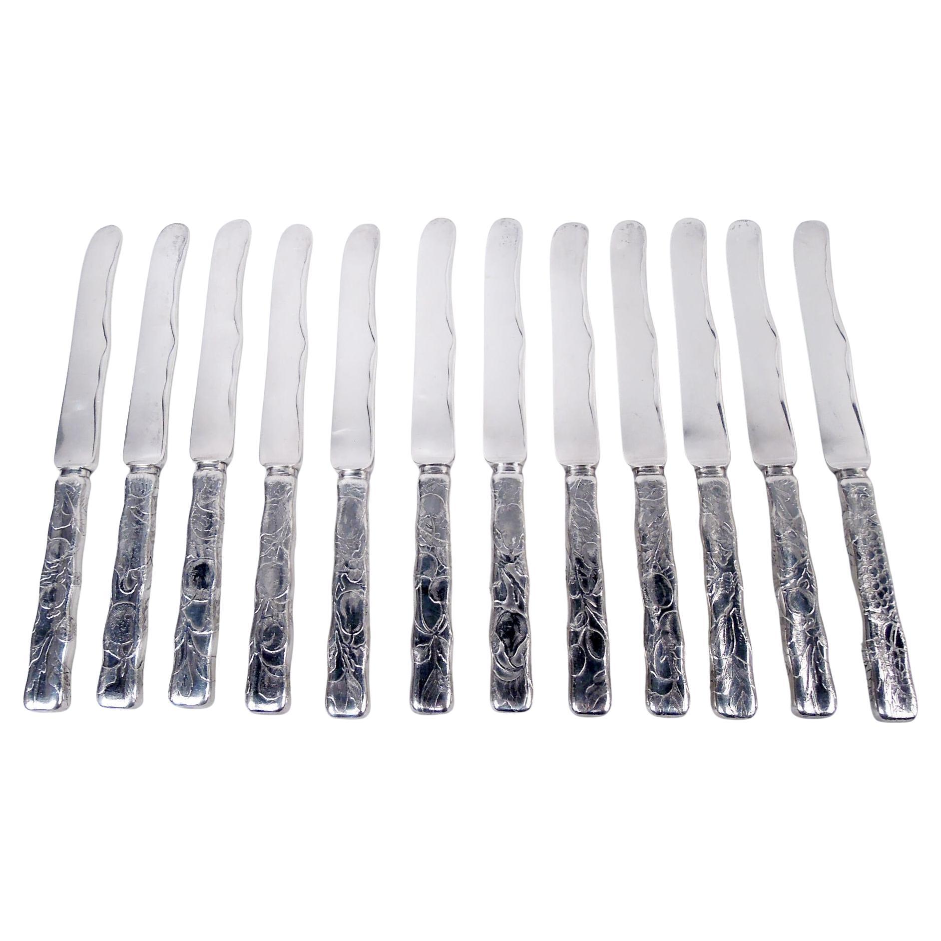 Ensemble de 12 couteaux à dessert Tiffany Lap Over Edge en argent sterling