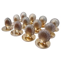 Set of 12 Tiffany Midcentury Classical Scallop Shell Place Card Holders