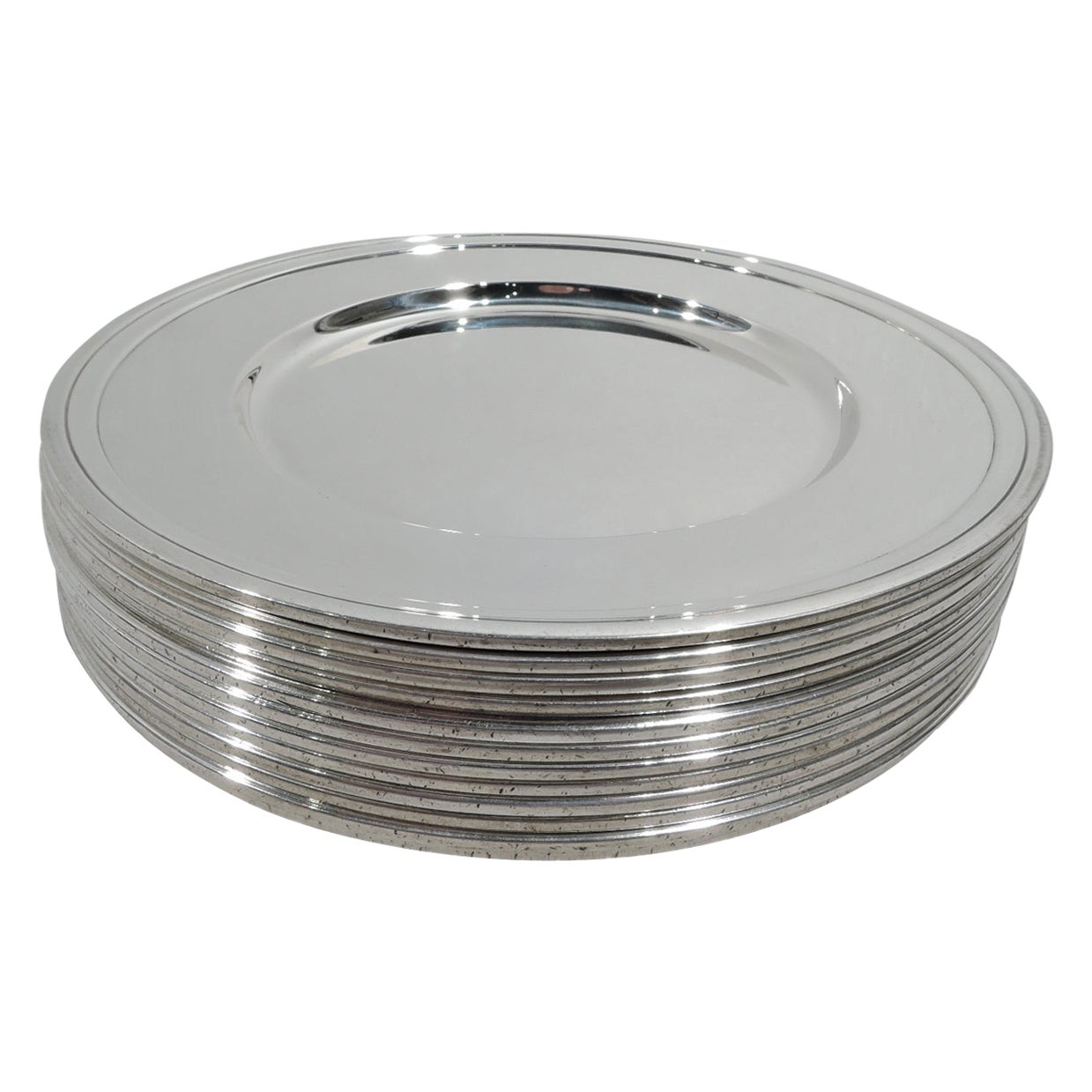 Set of 12 Tiffany Modern Sterling Silver Bread 
Butter Plates