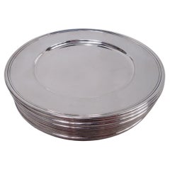 Set of 12 Tiffany Modern Sterling Silver Bread & Butter Plates