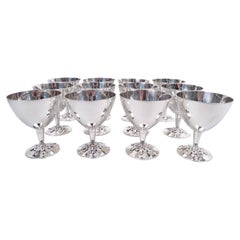 Set of 12 Tiffany Modern Sterling Silver Snowflake Cocktail Cups