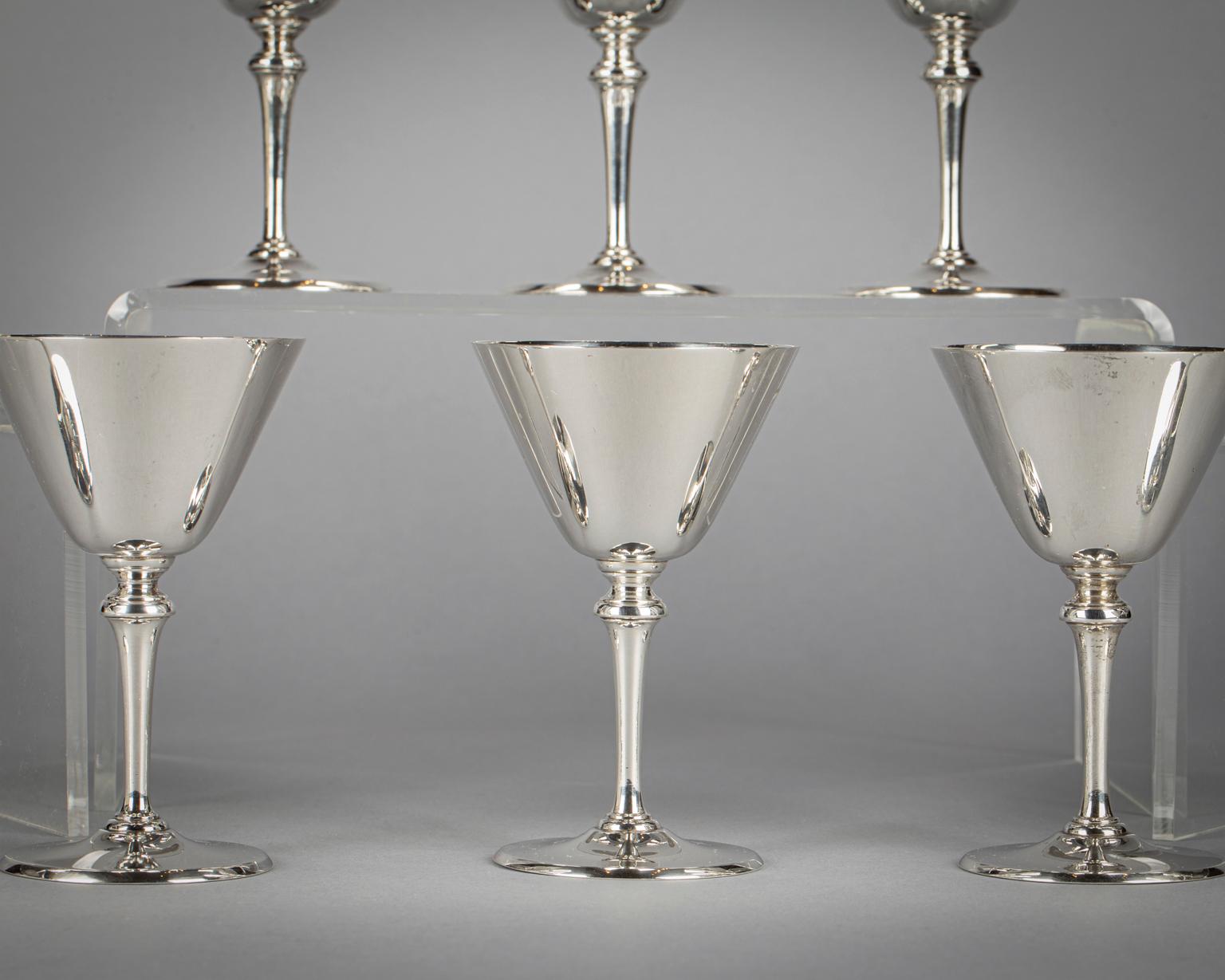 Cone-shaped cup with baluster stem on sloping spreading foot. Marked Tiffany and Co. 