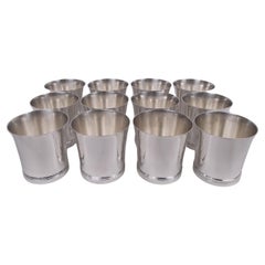 Juego de 12 vasos de bar Tiffany Snazzy de plata de ley